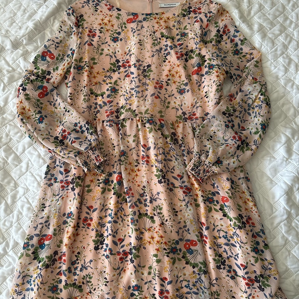 Floral Long Sleeve Babydoll Dress